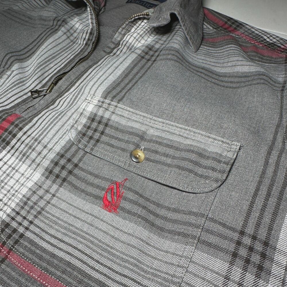 90s Vintage Nautica 1/4 Zip Relaxed Plaid Pullover Shirt Sz M Double Pocket - Picture 10 of 14